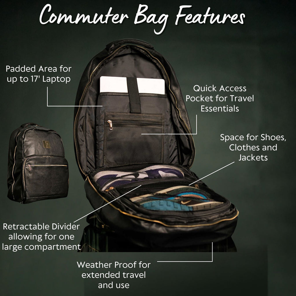 Black Leather Commuter Bag